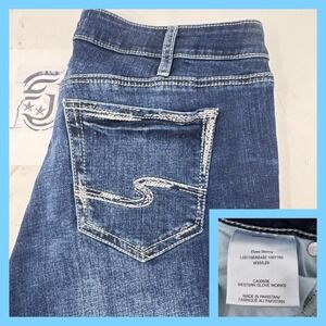 Silver Jeans‎ Elyse Skinny Dark Wash Embroidered Back Pockets Women Jeans 33/29